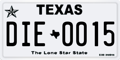 TX license plate DIE0015