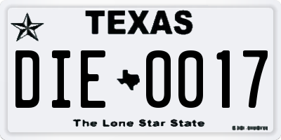 TX license plate DIE0017