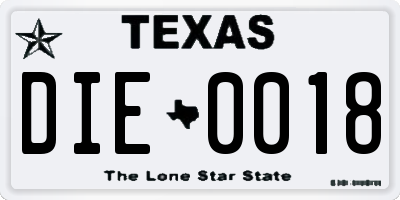 TX license plate DIE0018