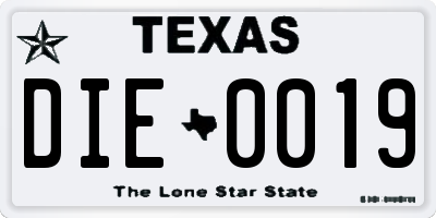 TX license plate DIE0019