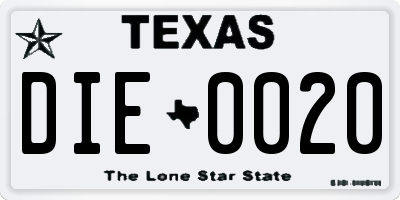 TX license plate DIE0020