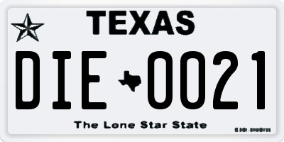TX license plate DIE0021