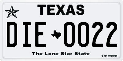 TX license plate DIE0022