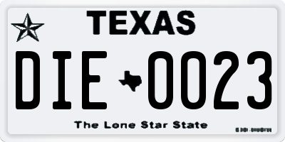 TX license plate DIE0023