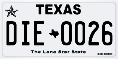 TX license plate DIE0026