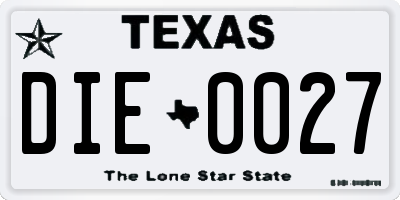 TX license plate DIE0027