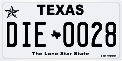 TX license plate DIE0028