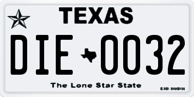 TX license plate DIE0032