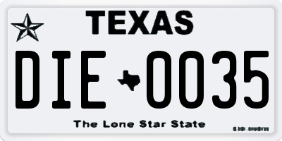 TX license plate DIE0035
