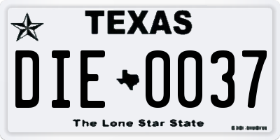TX license plate DIE0037