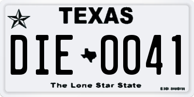 TX license plate DIE0041
