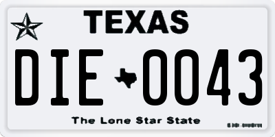 TX license plate DIE0043