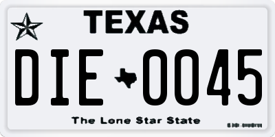TX license plate DIE0045