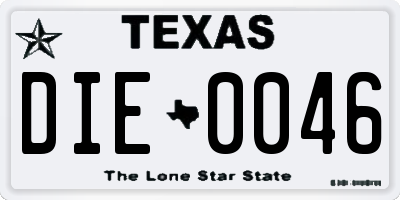 TX license plate DIE0046