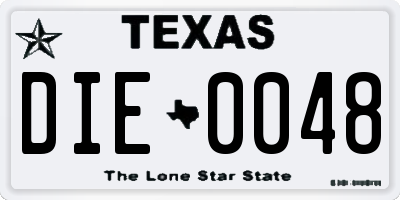 TX license plate DIE0048
