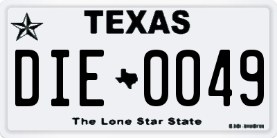 TX license plate DIE0049