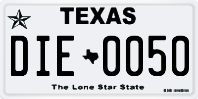 TX license plate DIE0050