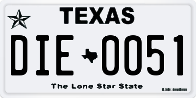 TX license plate DIE0051