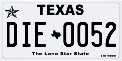 TX license plate DIE0052