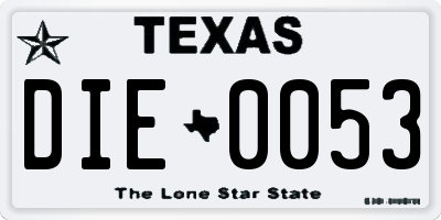 TX license plate DIE0053