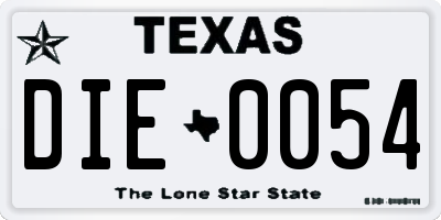 TX license plate DIE0054