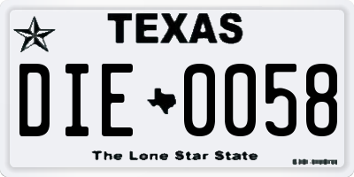 TX license plate DIE0058