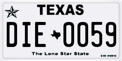 TX license plate DIE0059