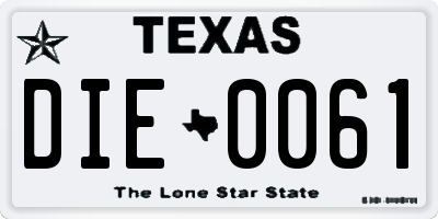 TX license plate DIE0061