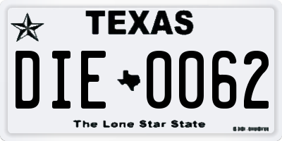 TX license plate DIE0062