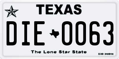 TX license plate DIE0063