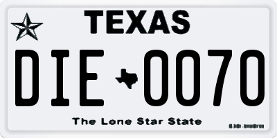 TX license plate DIE0070