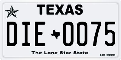 TX license plate DIE0075
