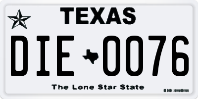 TX license plate DIE0076