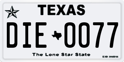 TX license plate DIE0077