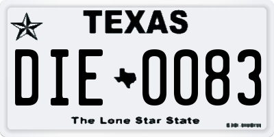 TX license plate DIE0083