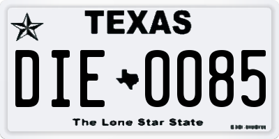 TX license plate DIE0085