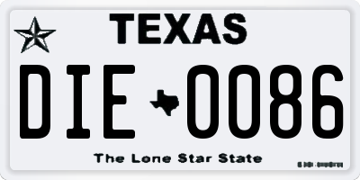 TX license plate DIE0086