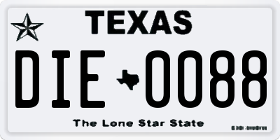 TX license plate DIE0088