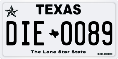 TX license plate DIE0089