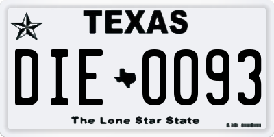 TX license plate DIE0093