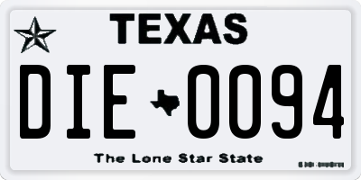 TX license plate DIE0094