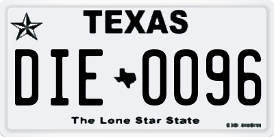 TX license plate DIE0096