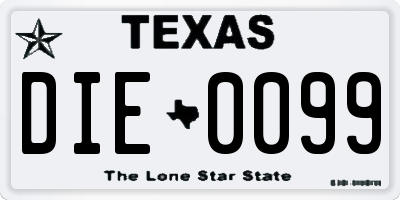 TX license plate DIE0099