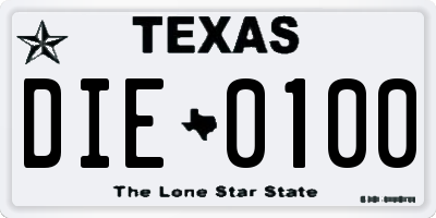 TX license plate DIE0100