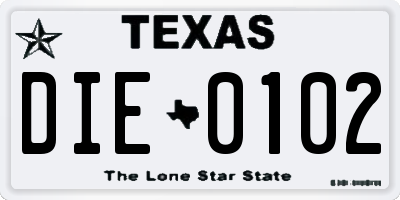 TX license plate DIE0102