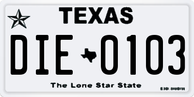 TX license plate DIE0103
