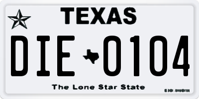 TX license plate DIE0104