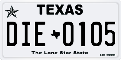 TX license plate DIE0105
