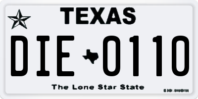 TX license plate DIE0110