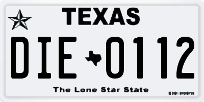 TX license plate DIE0112